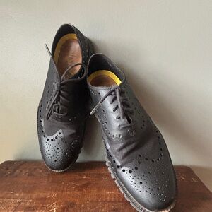 Cole Haan Black Perforated Derby Shoes